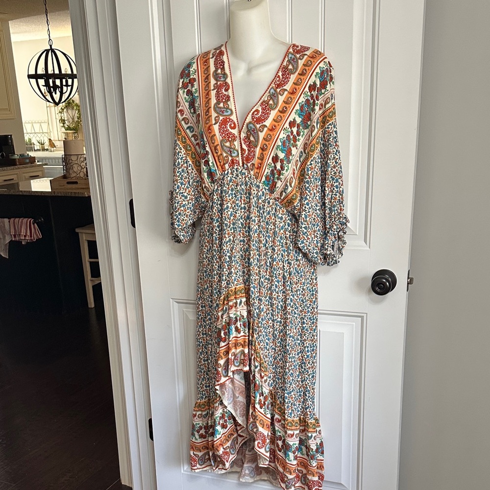 Nwots Umgee Disty High Low Boho Dress XL